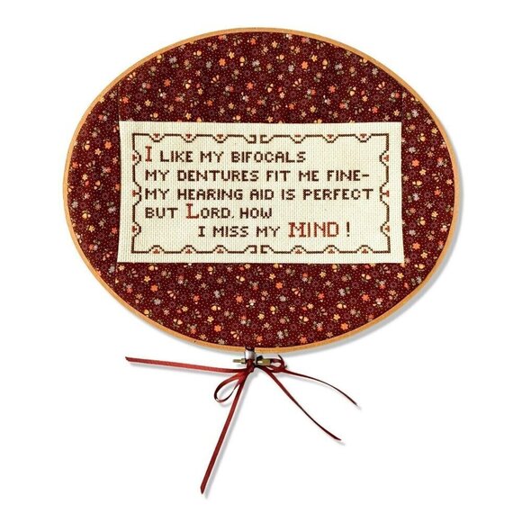 Needlepoint Art Bifocals Dentures Hearing Aid Humorous Funny - Picture 1 of 5